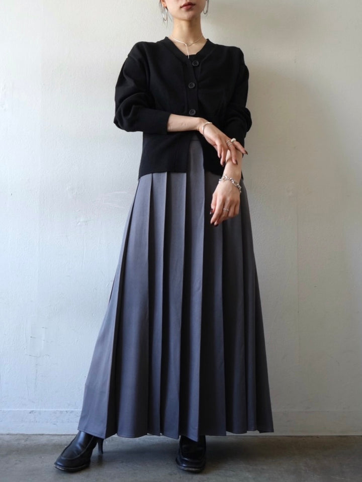 [Pre-order] Tuck Pleated Maxi Skirt/Gray