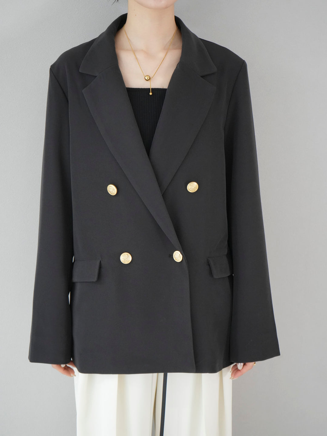 [Pre-order] Gold button double jacket/charcoal
