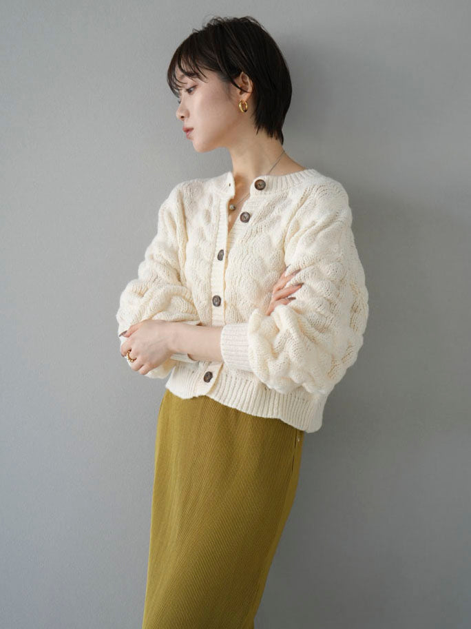 予約]ポコポコ2WAYニットカーディガン/アイボリー – Lumier