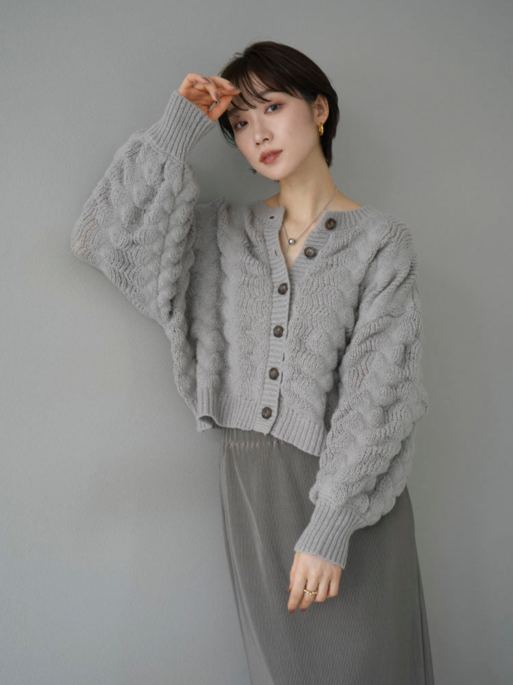 予約]ポコポコ2WAYニットカーディガン/ライトグレー – Lumier