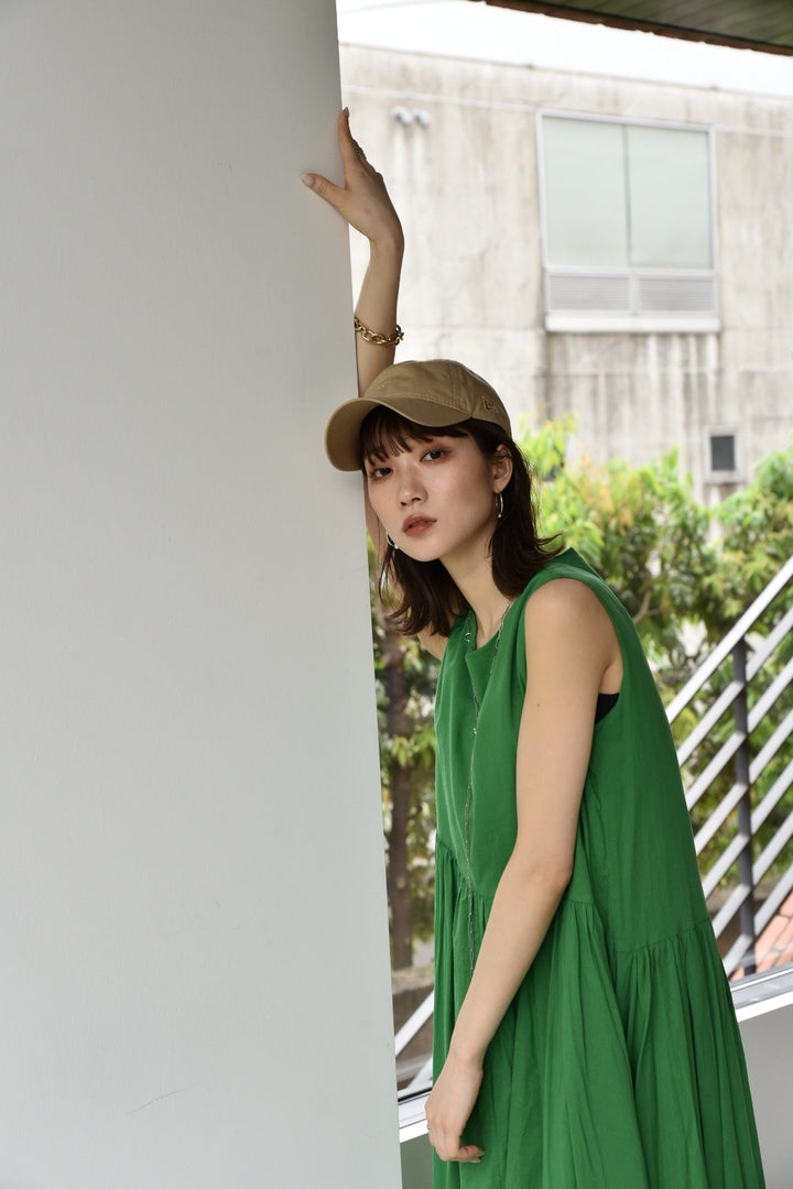 [予約]COTTON MAXI TIERED DRESS(brown/green)