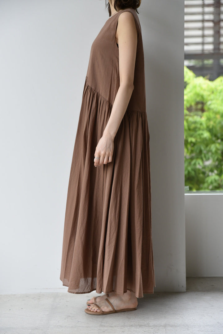[Pre-order] COTTON MAXI TIERED DRESS (brown/green)