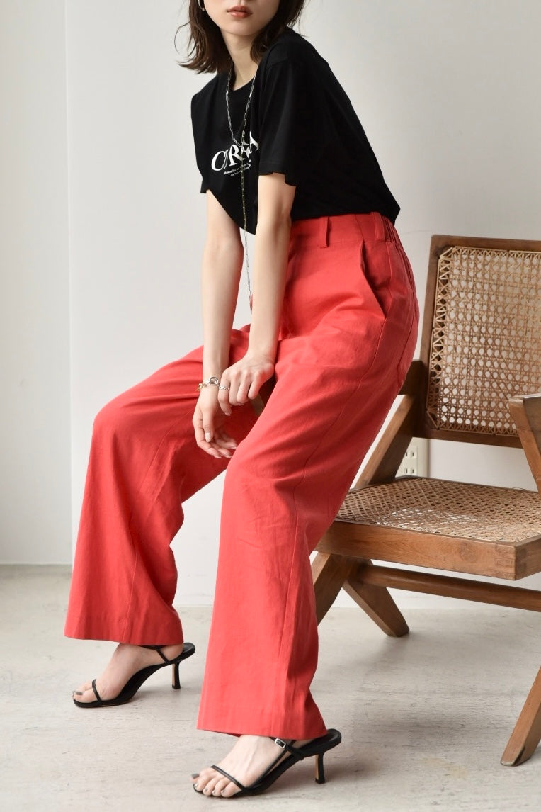 [予約]LINEN WIDE PANTS(natural/red)