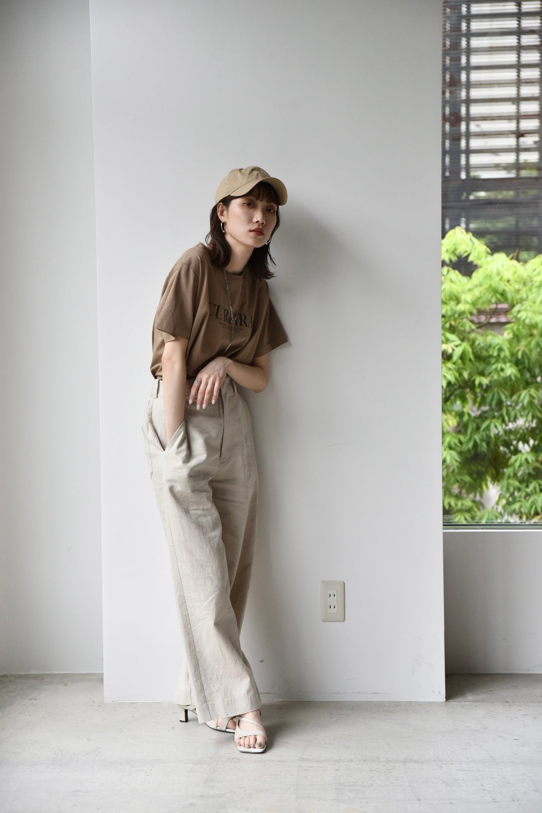 [予約]LINEN WIDE PANTS(natural/red)