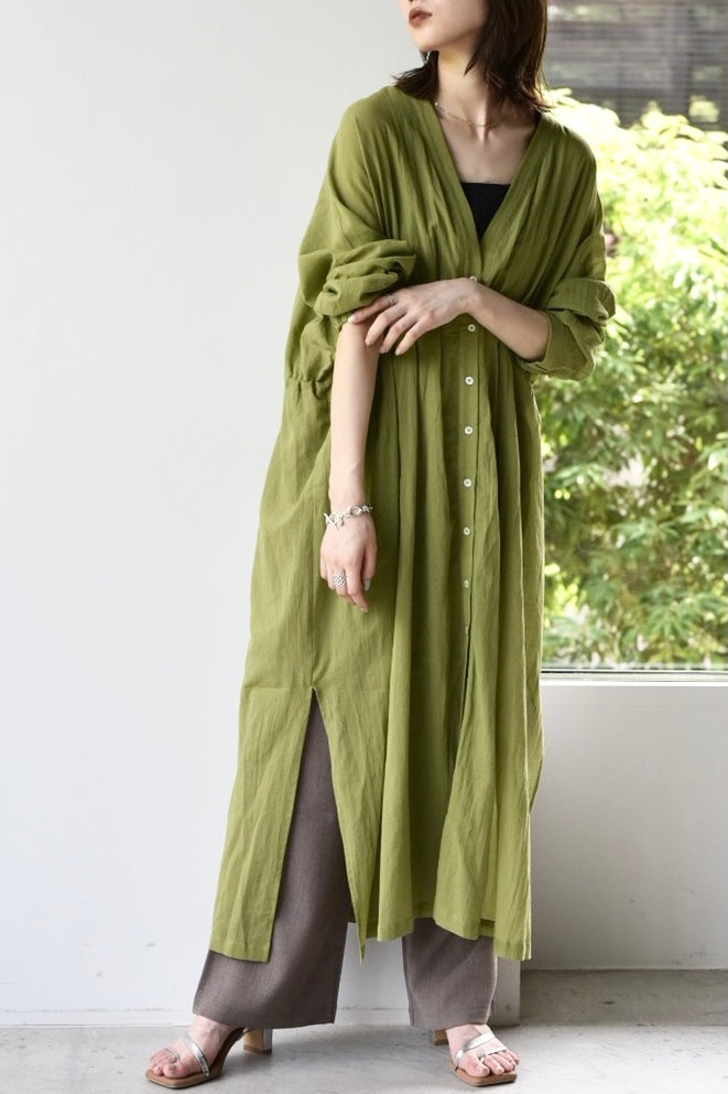 [予約]2WAY TUCK DROST SHIRT DRESS(beige/green)