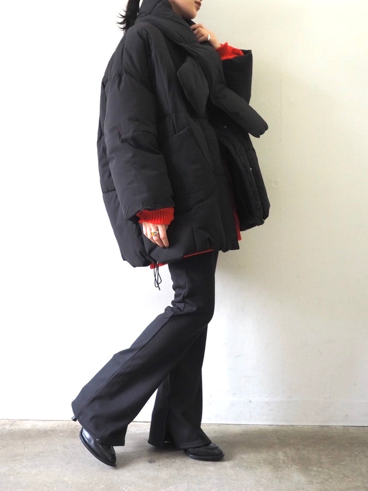 [Pre-order] Warm Easy Flare Slit Pants/Black