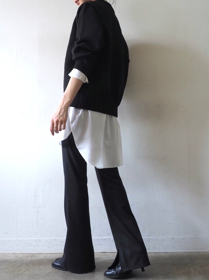 [Pre-order] Warm Easy Flare Slit Pants/Black