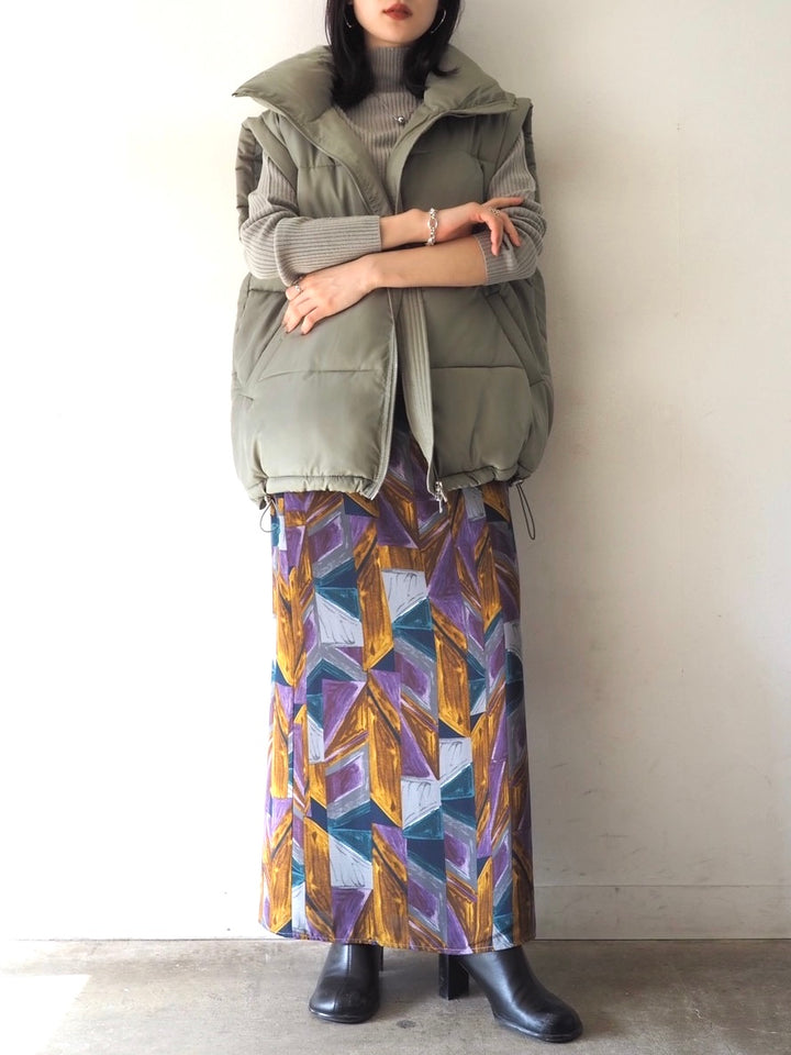 [予約]モックネックリブニットトップス/グレー