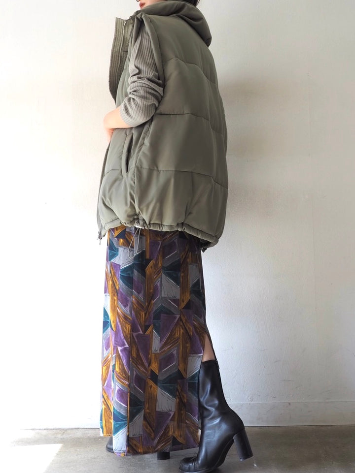 [予約]モックネックリブニットトップス/グレー