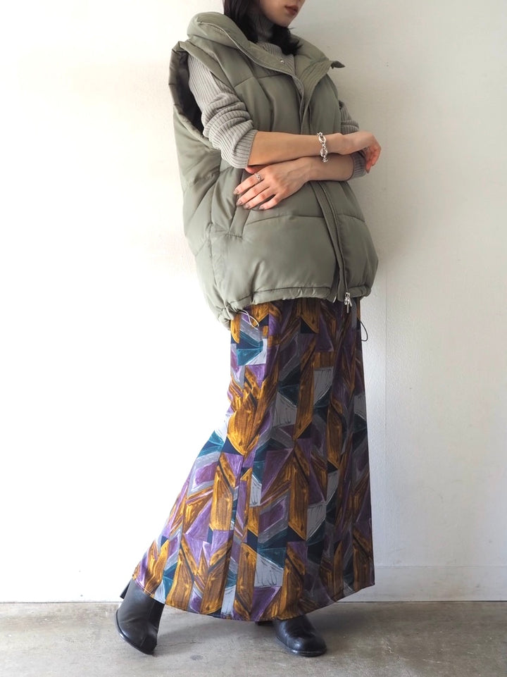 [予約]モックネックリブニットトップス/グレー