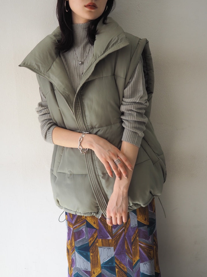 [予約]モックネックリブニットトップス/グレー