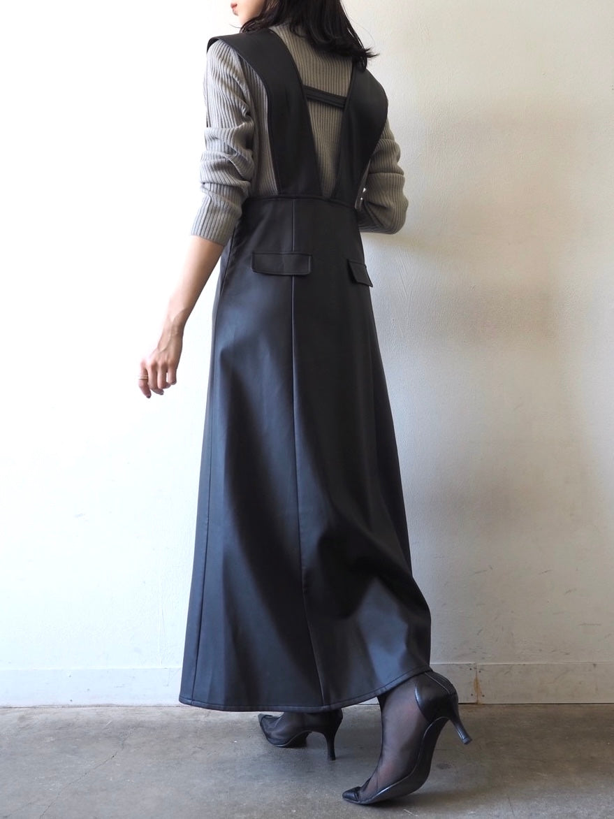 [予約]モックネックリブニットトップス/グレー