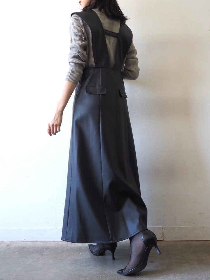 [予約]モックネックリブニットトップス/グレー