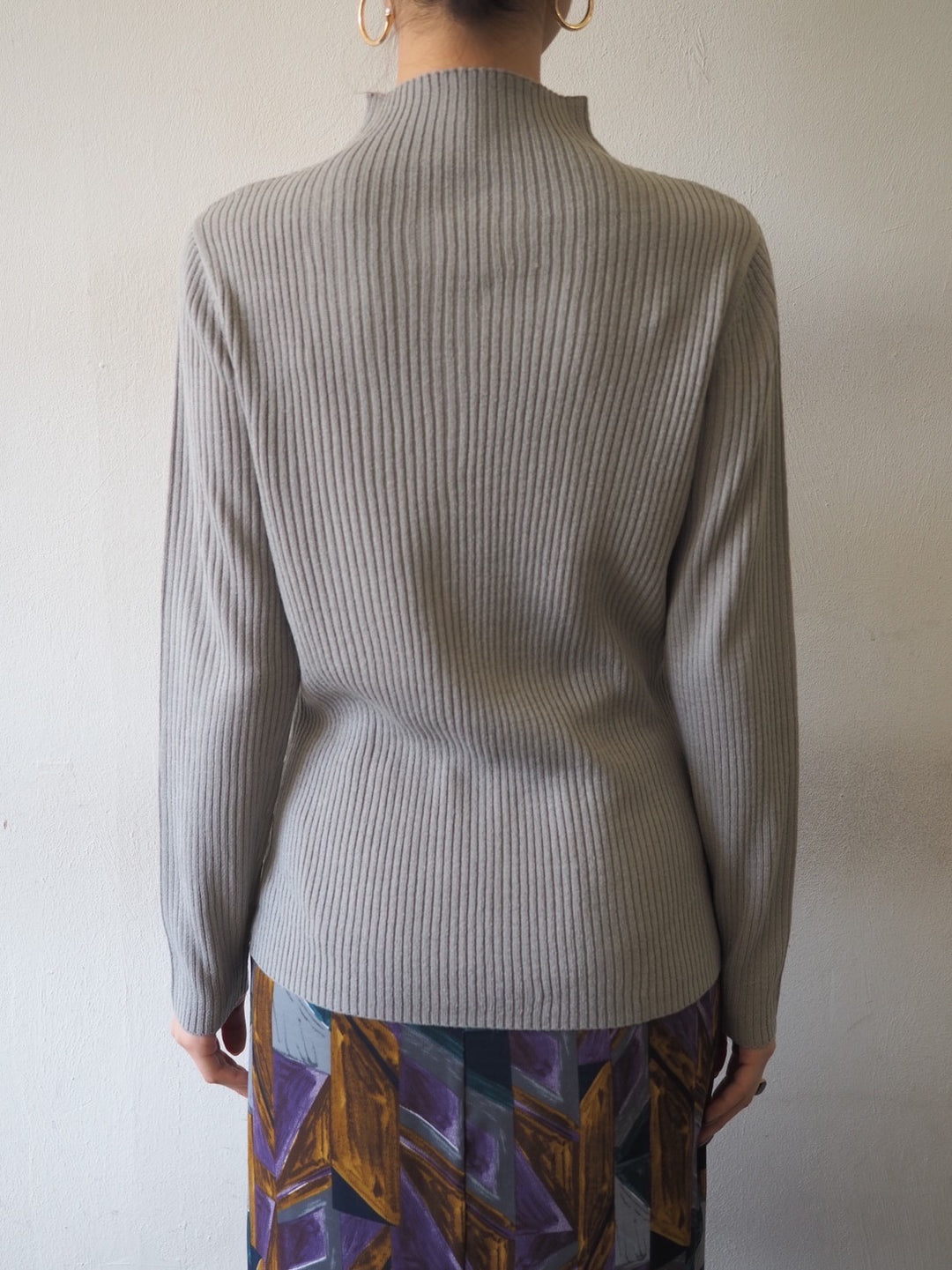 [予約]モックネックリブニットトップス/グレー