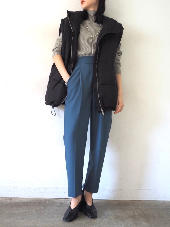 [予約]モックネックリブニットトップス/グレー