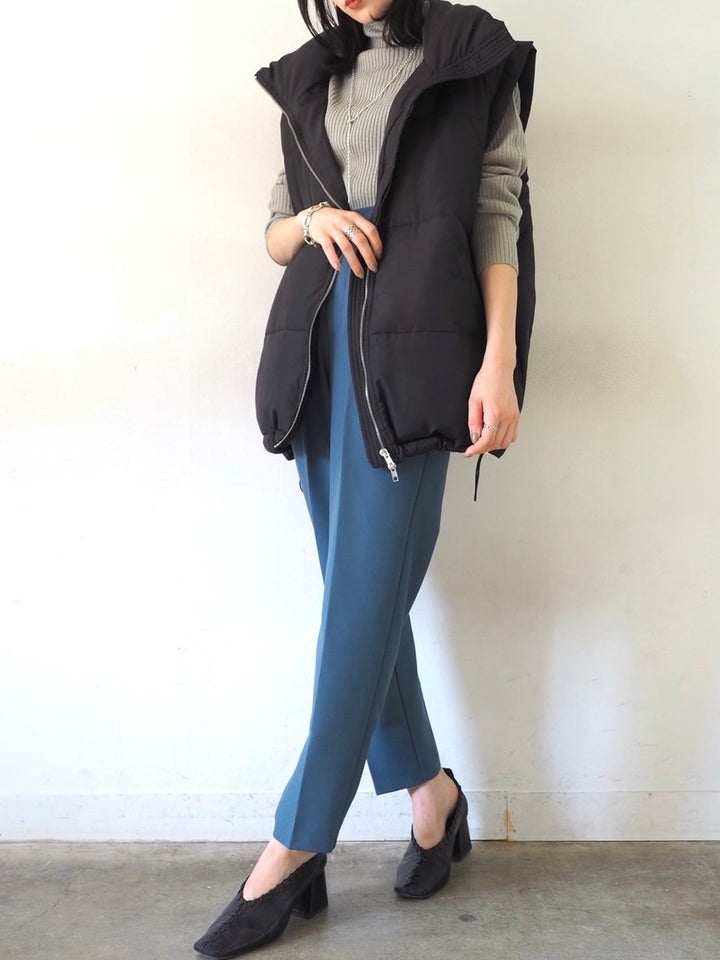 [予約]モックネックリブニットトップス/グレー