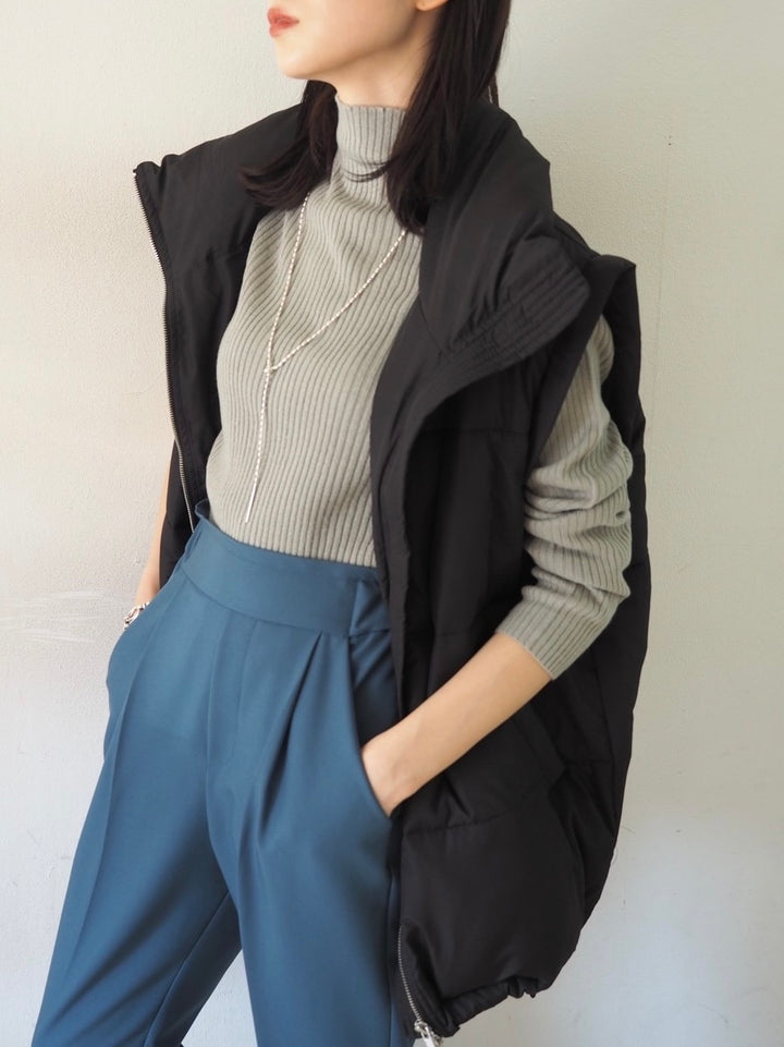 [予約]モックネックリブニットトップス/グレー