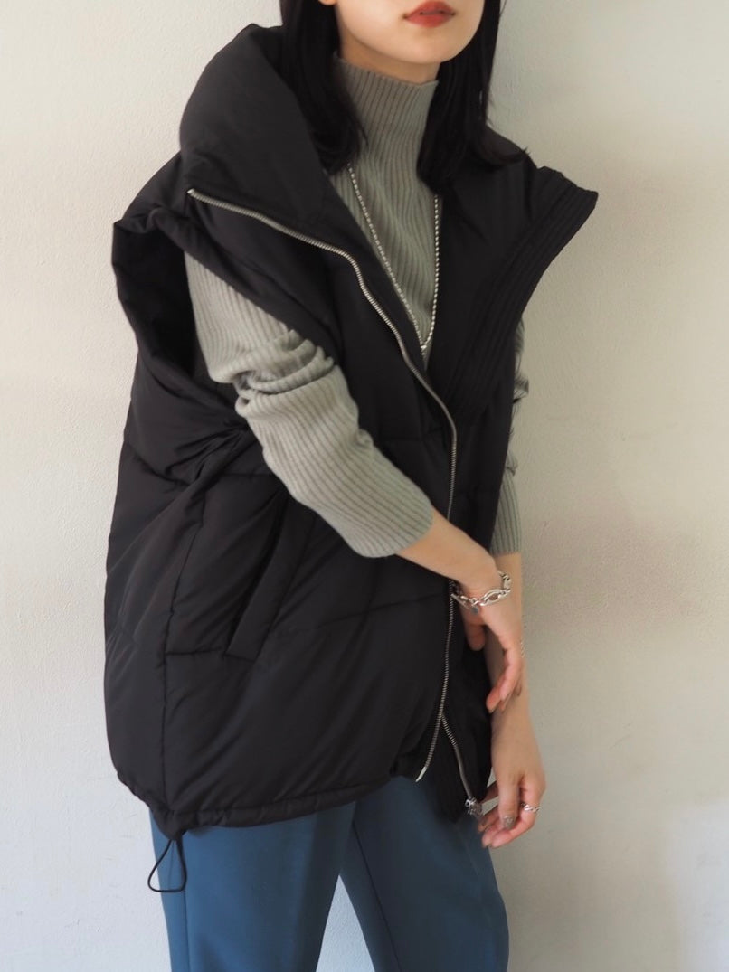 [予約]モックネックリブニットトップス/グレー