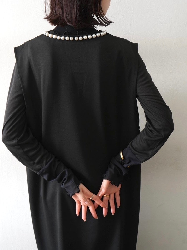 [予約]コットンガーゼシアー切替メロートップス/ブラック