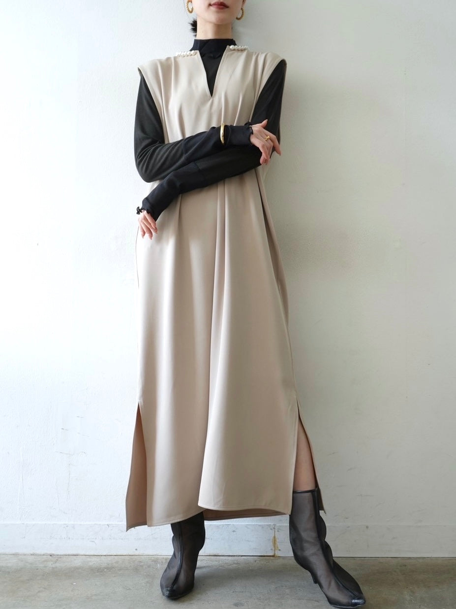 [予約]コットンガーゼシアー切替メロートップス/ブラック