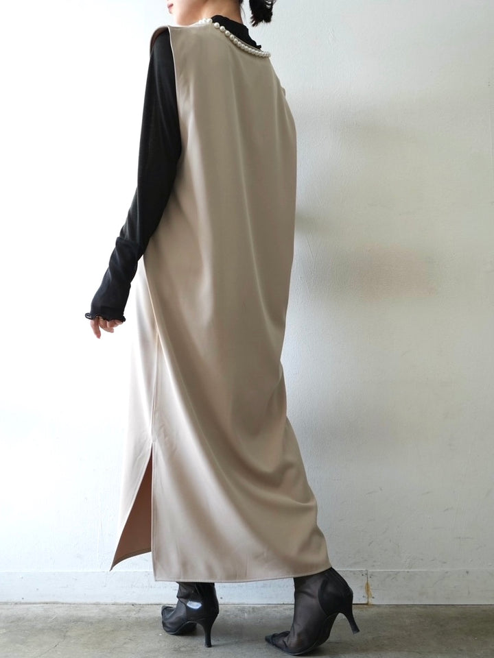 [予約]コットンガーゼシアー切替メロートップス/ブラック