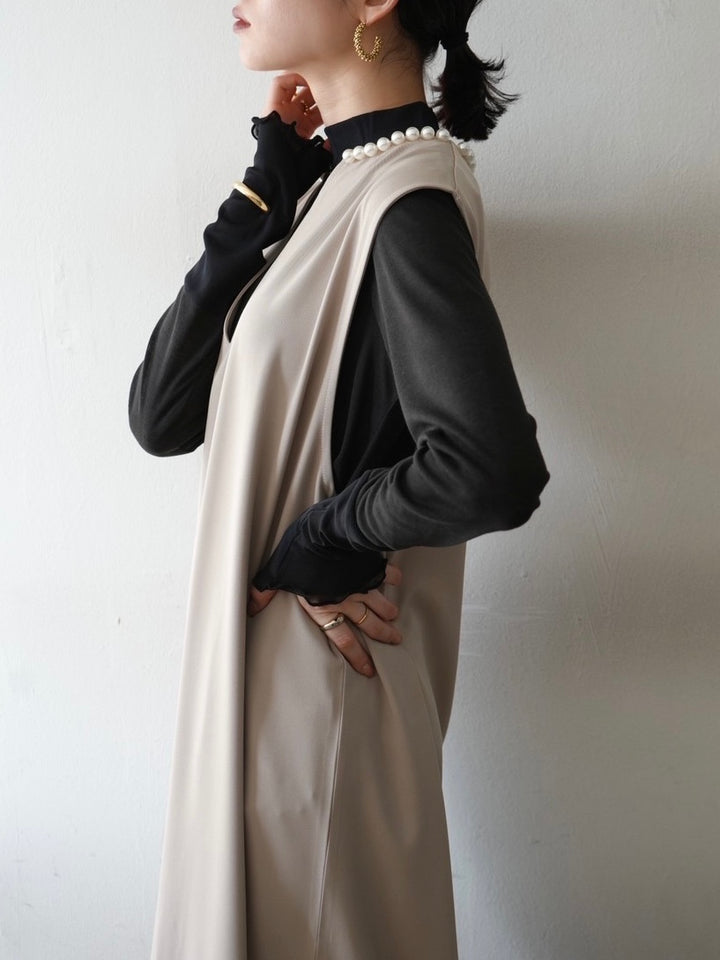 [予約]コットンガーゼシアー切替メロートップス/ブラック