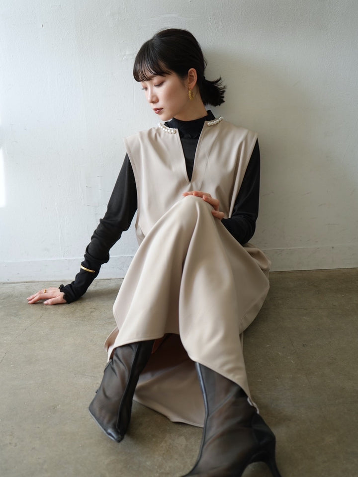 [予約]コットンガーゼシアー切替メロートップス/ブラック