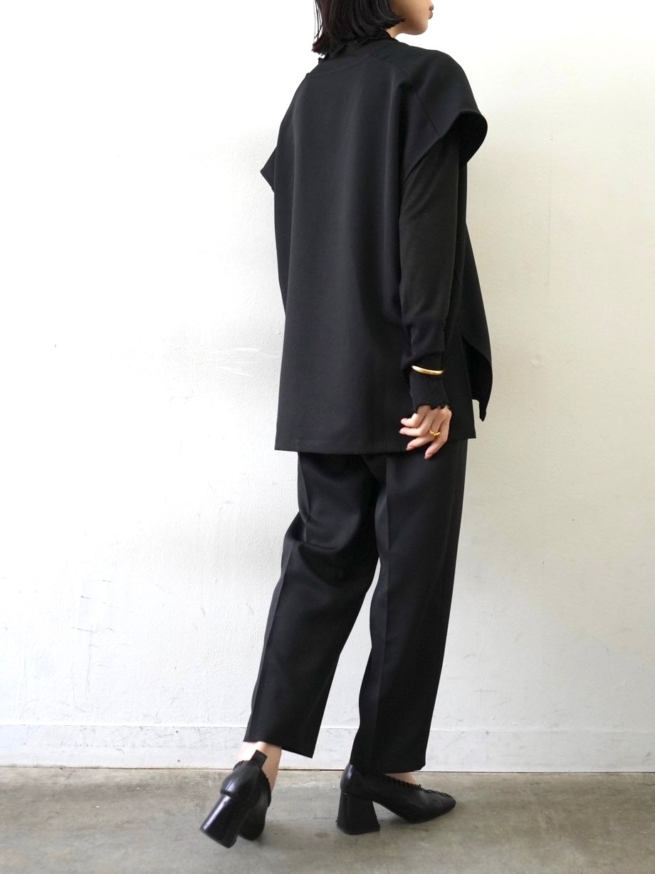 [予約]コットンガーゼシアー切替メロートップス/ブラック