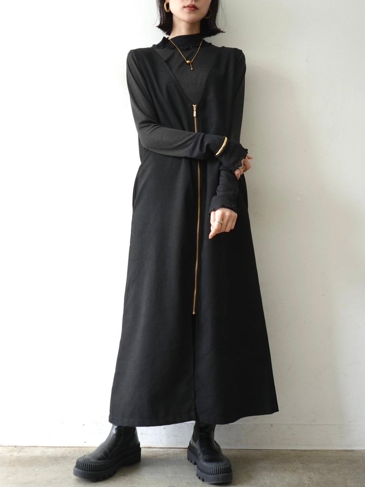 [予約]コットンガーゼシアー切替メロートップス/ブラック