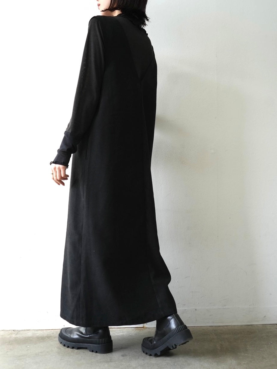 [予約]コットンガーゼシアー切替メロートップス/ブラック