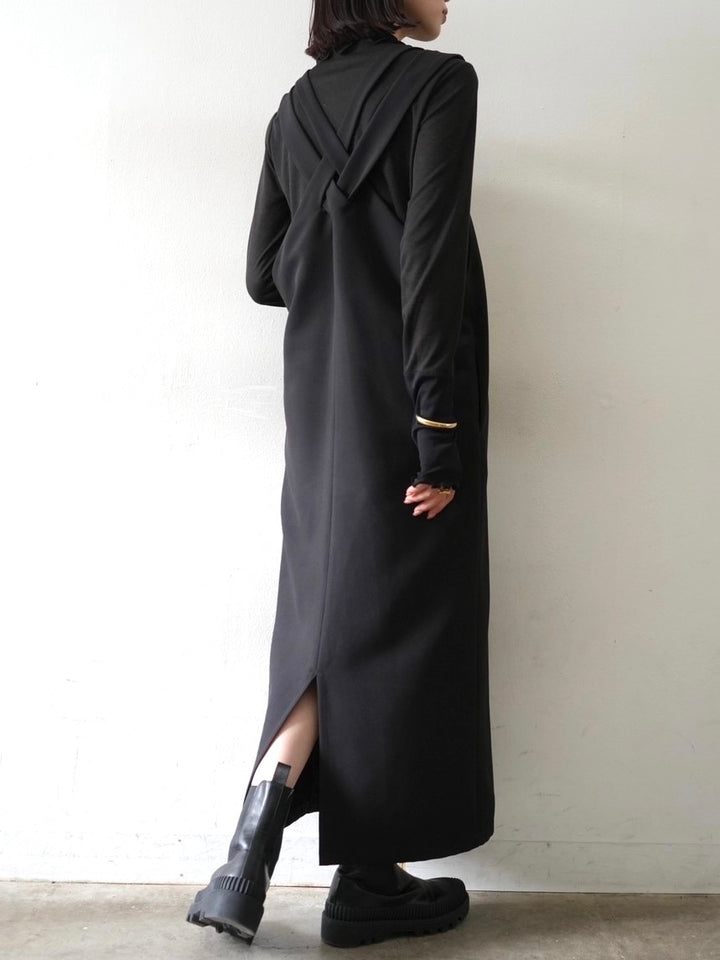 [予約]コットンガーゼシアー切替メロートップス/ブラック