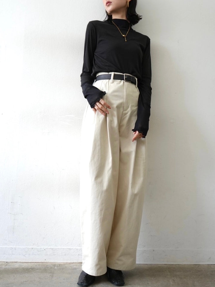 [予約]コットンガーゼシアー切替メロートップス/ブラック