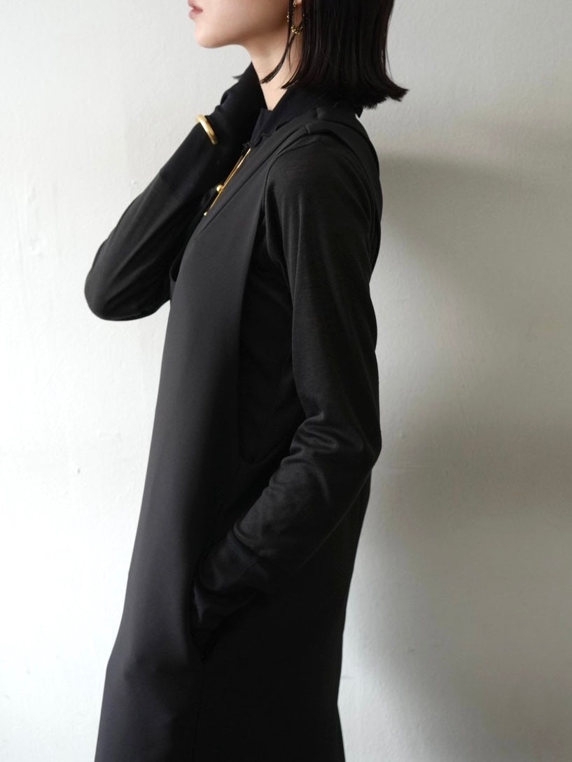 [予約]コットンガーゼシアー切替メロートップス/ブラック