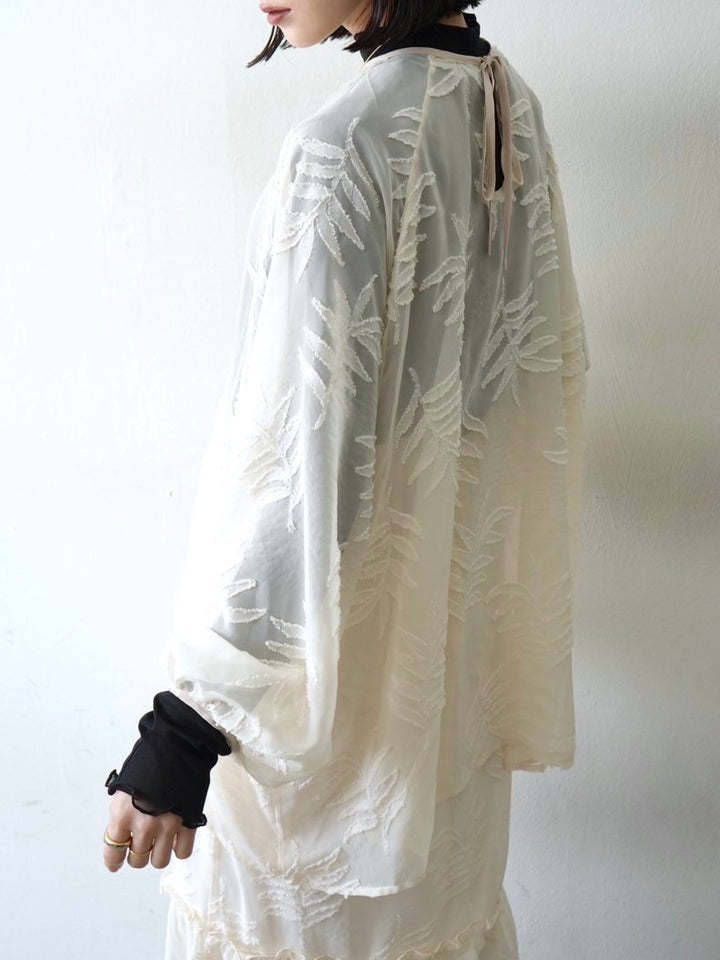 [予約]コットンガーゼシアー切替メロートップス/ブラック