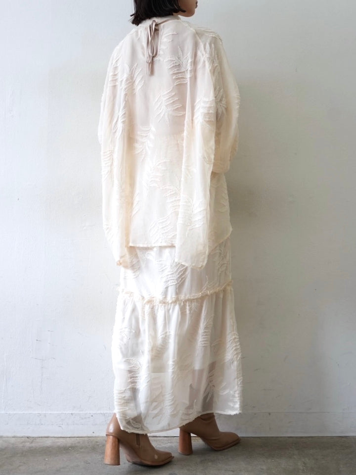 [予約]コットンガーゼシアー切替メロートップス/ブラック