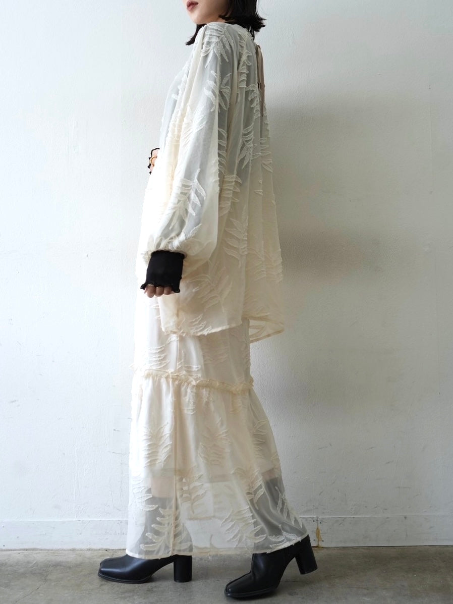 [予約]コットンガーゼシアー切替メロートップス/ブラック