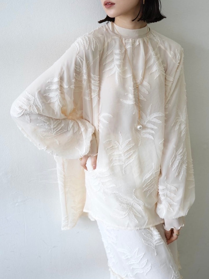 [予約]コットンガーゼシアー切替メロートップス/ブラック