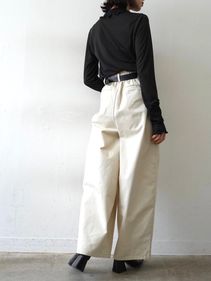 [予約]コットンガーゼシアー切替メロートップス/ブラック