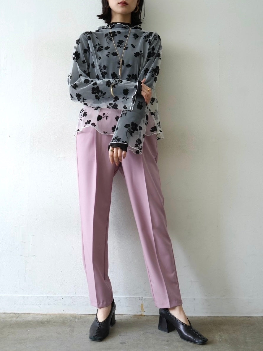 [予約]コットンガーゼシアー切替メロートップス/ブラック