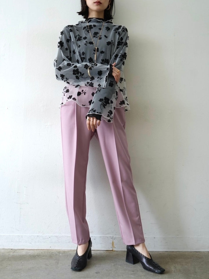 [予約]コットンガーゼシアー切替メロートップス/ブラック