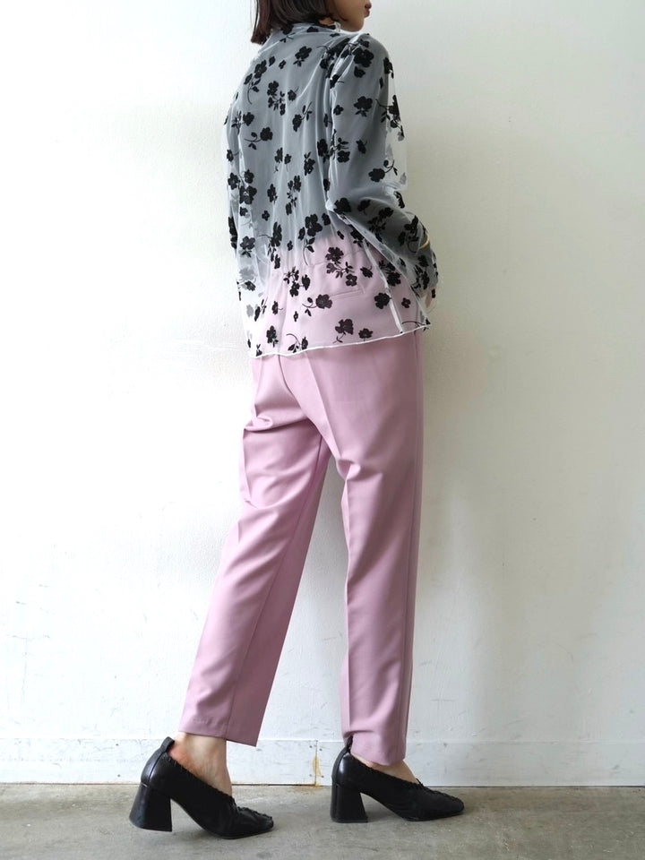 [予約]コットンガーゼシアー切替メロートップス/ブラック