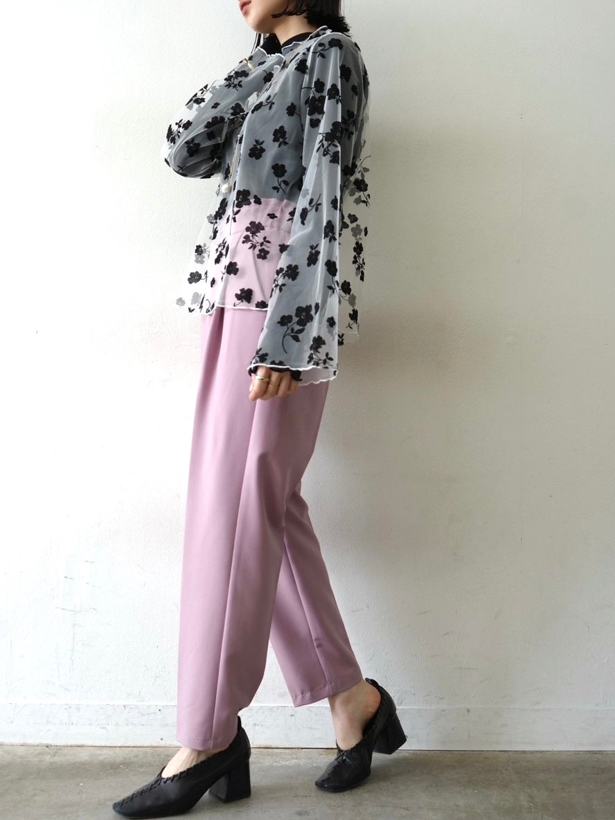 [予約]コットンガーゼシアー切替メロートップス/ブラック