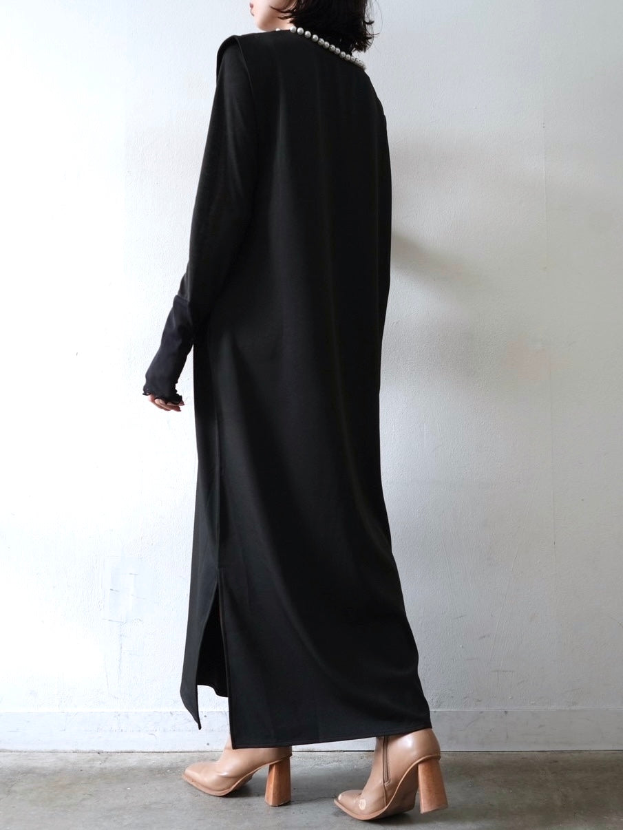 [予約]コットンガーゼシアー切替メロートップス/ブラック