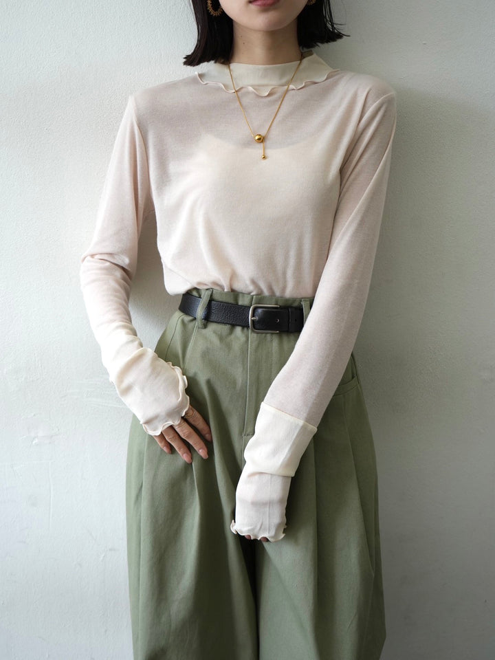 [予約]コットンガーゼシアー切替メロートップス/アイボリー