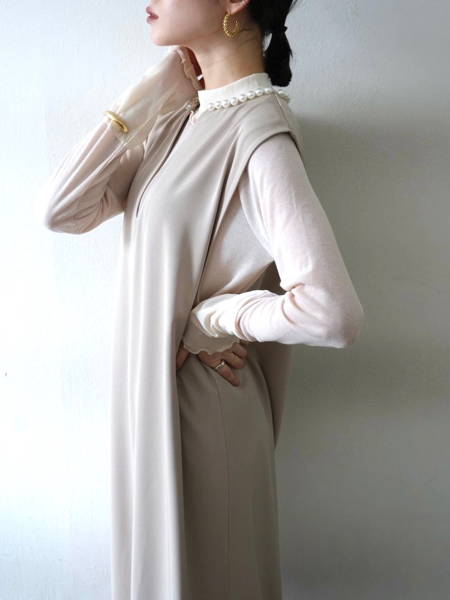 [予約]コットンガーゼシアー切替メロートップス/アイボリー