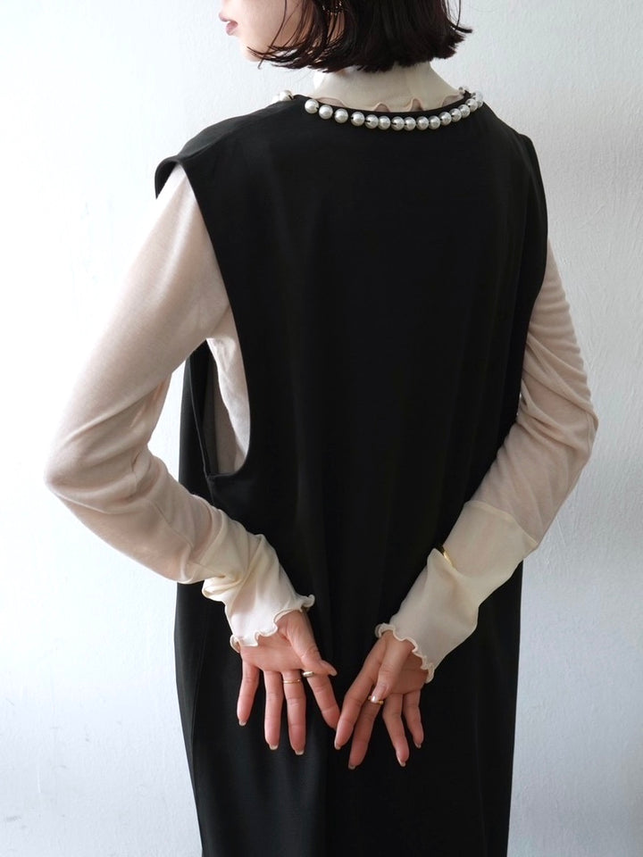 [予約]コットンガーゼシアー切替メロートップス/アイボリー