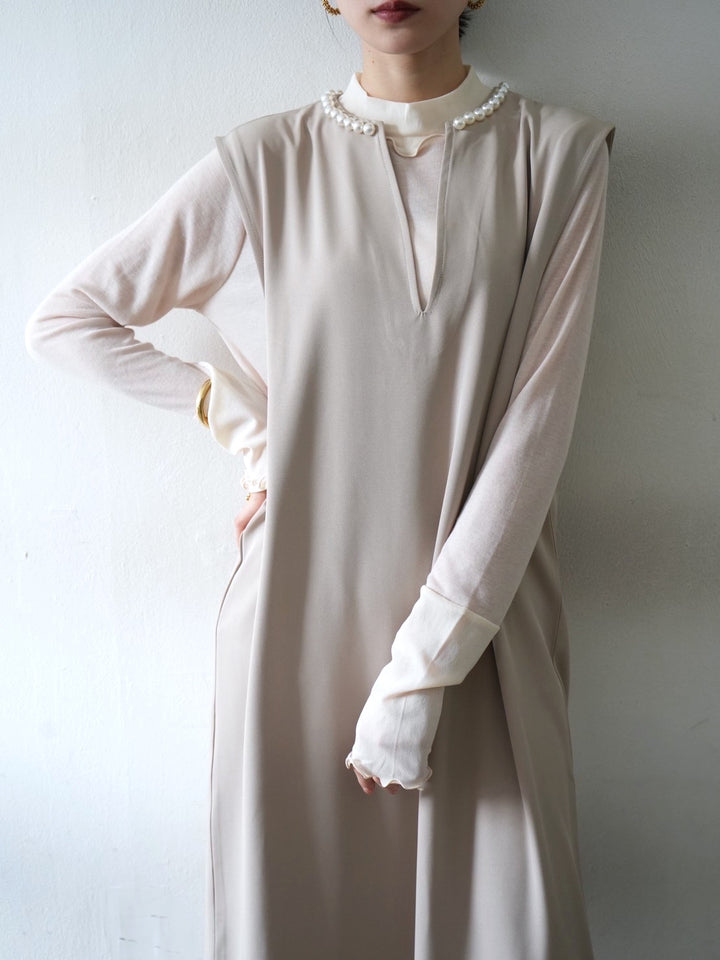 [予約]コットンガーゼシアー切替メロートップス/アイボリー