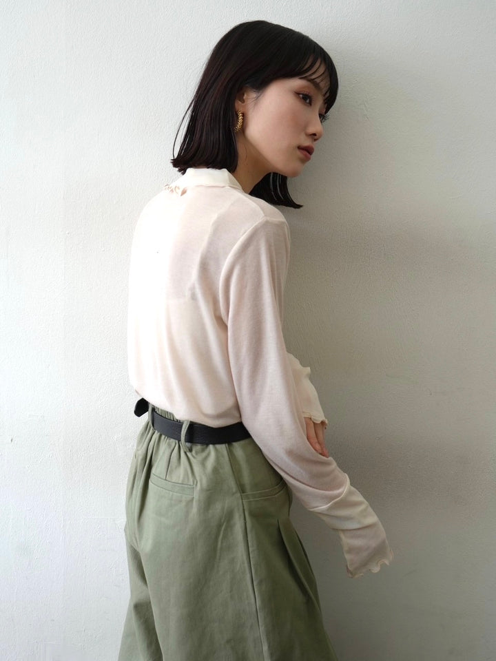 [予約]コットンガーゼシアー切替メロートップス/アイボリー