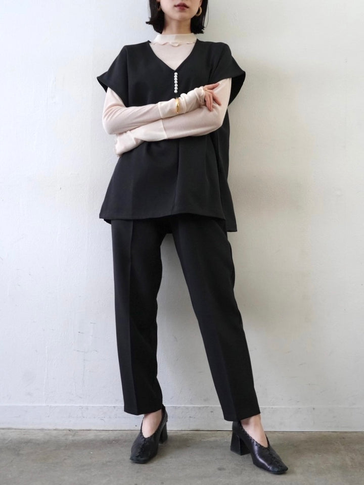 [予約]コットンガーゼシアー切替メロートップス/アイボリー