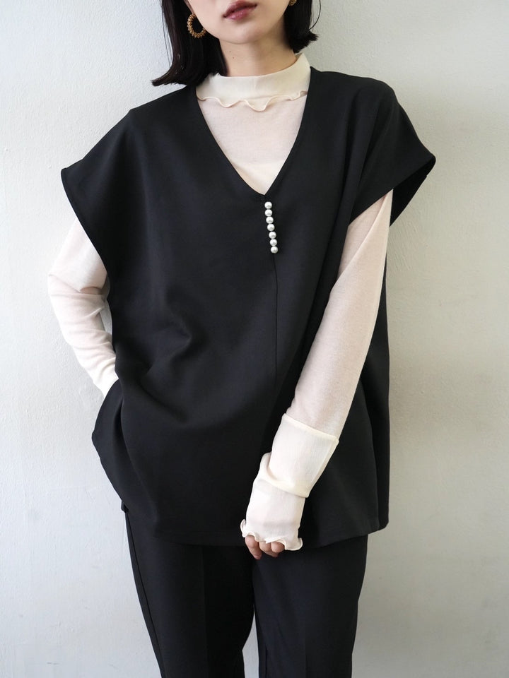 [予約]コットンガーゼシアー切替メロートップス/アイボリー